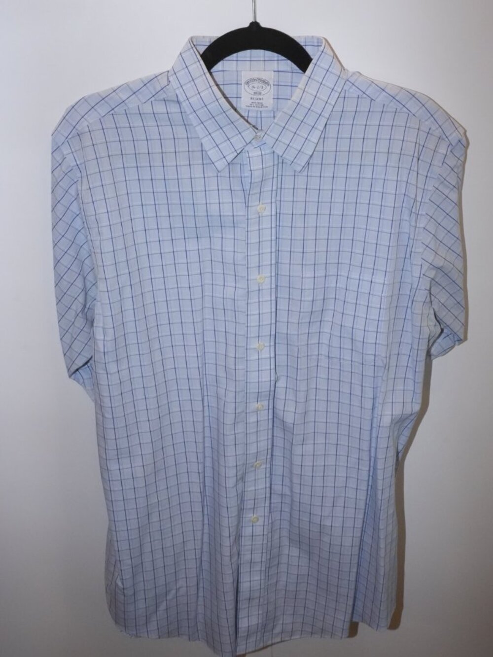 Brooks Brothers Regent Non-Iron Dress Shirt Blue Check 16-2/3